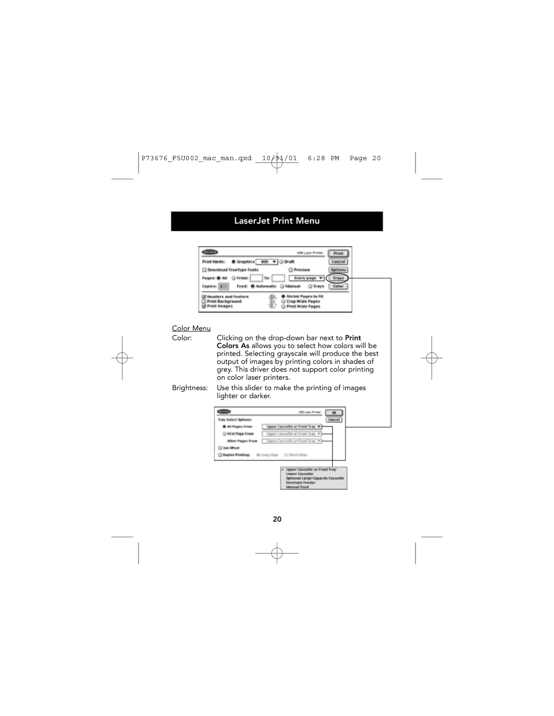 Belkin F5U002-MAC user manual LaserJet Print Menu 