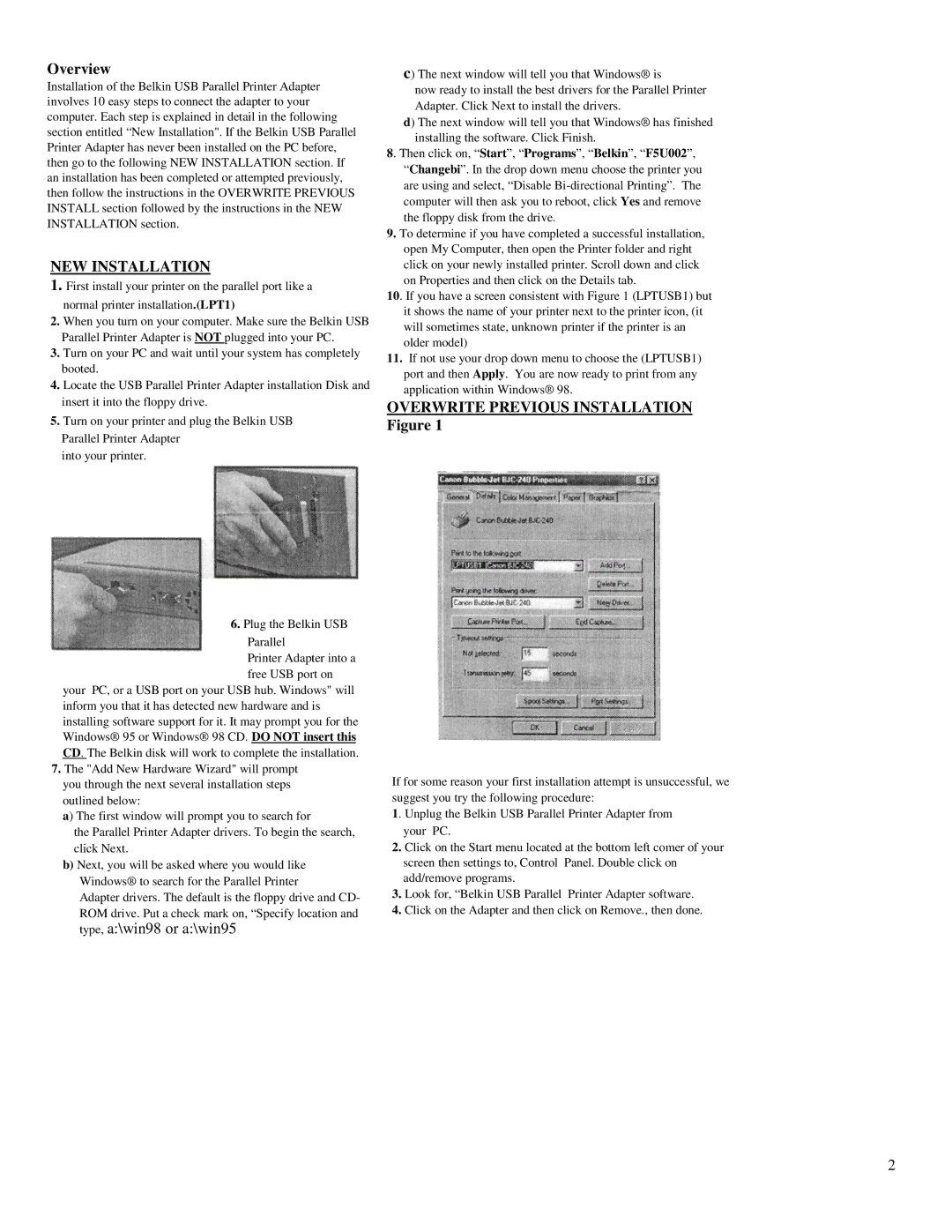 Belkin F5U002 warranty Overview, NEW Installation 