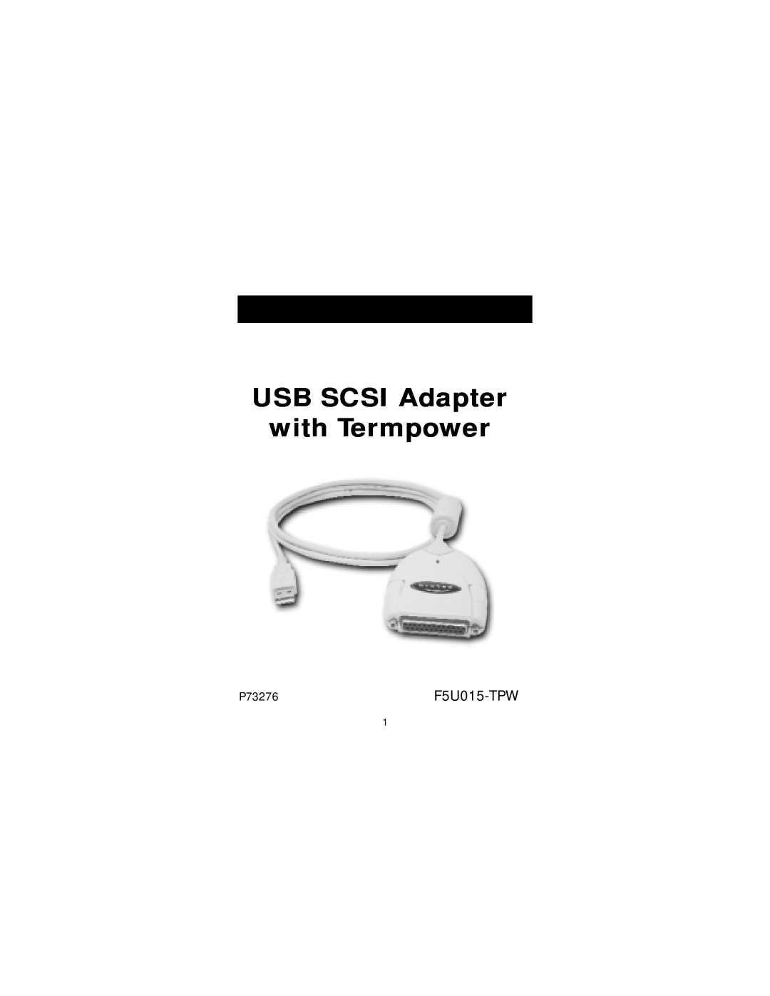 Belkin manual USB SCSI Adapter with Termpower, P73276F5U015-TPW 