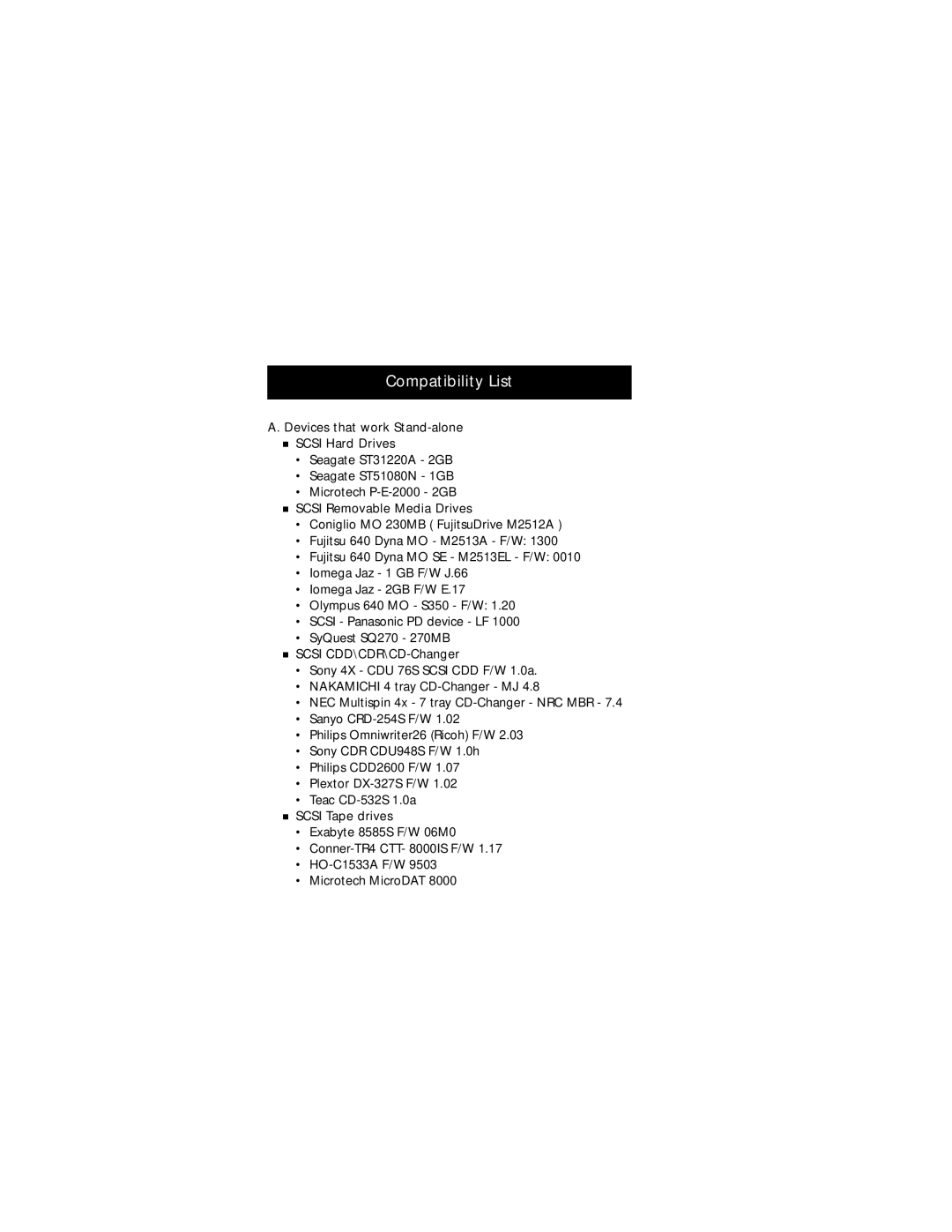 Belkin F5U015-TPW manual Compatibility List 