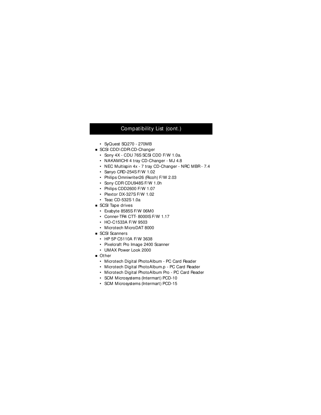 Belkin F5U015-TPW manual Compatibility List 