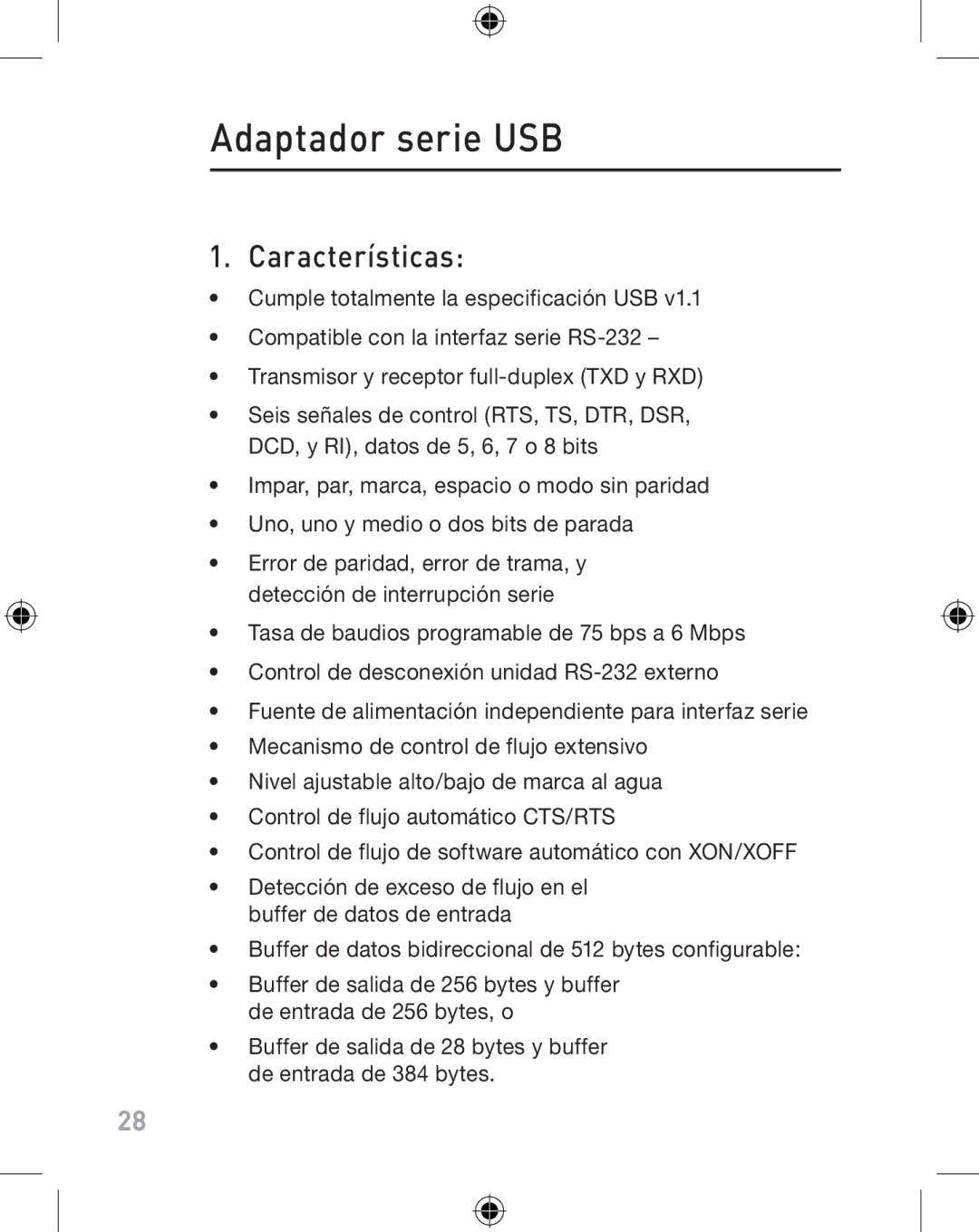 Belkin F5U103VEA user manual Adaptador serie USB, Características 