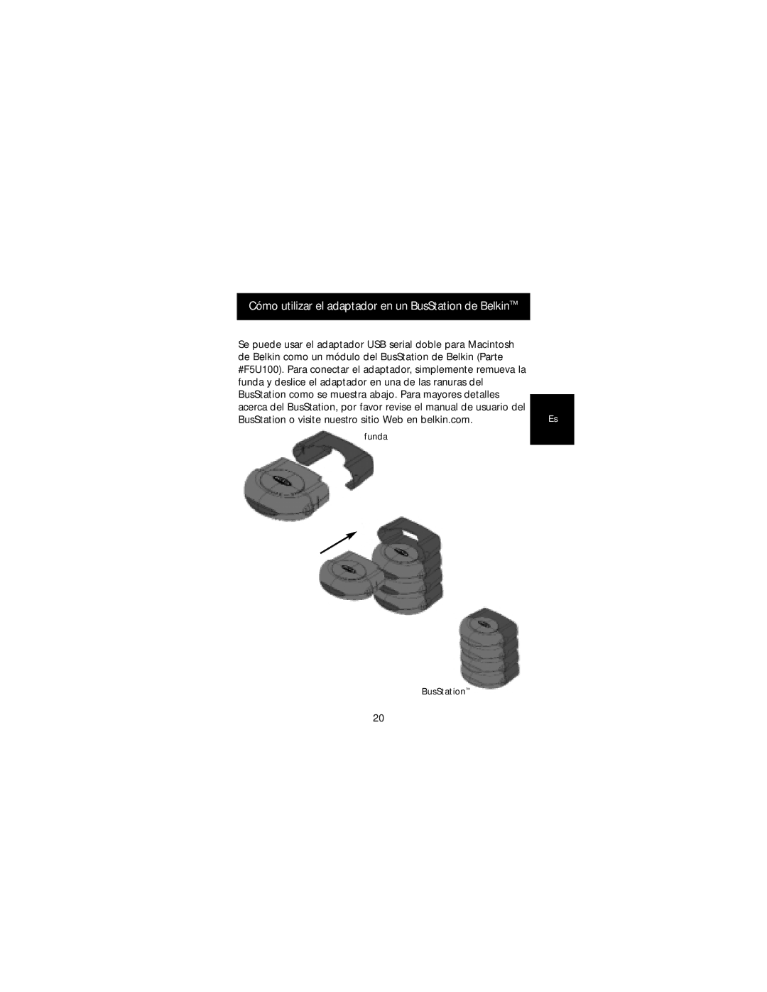 Belkin F5U114-MAC user manual Cómo utilizar el adaptador en un BusStation de Belkin 