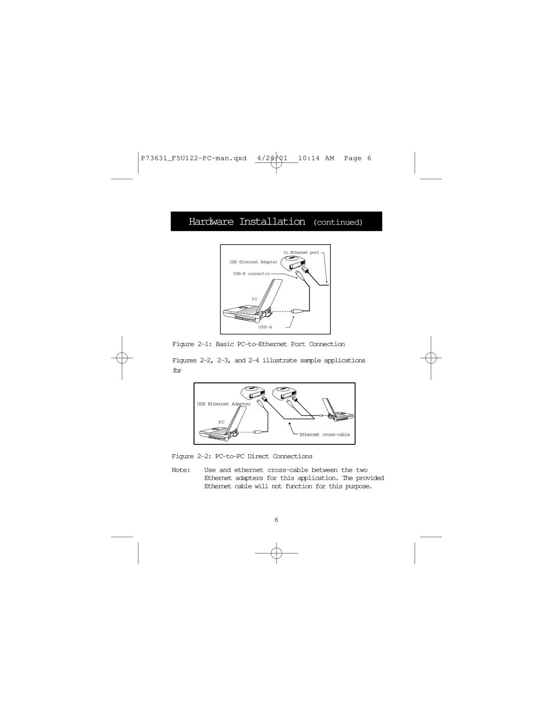 Belkin F5U122-PC user manual Hardware Installation 