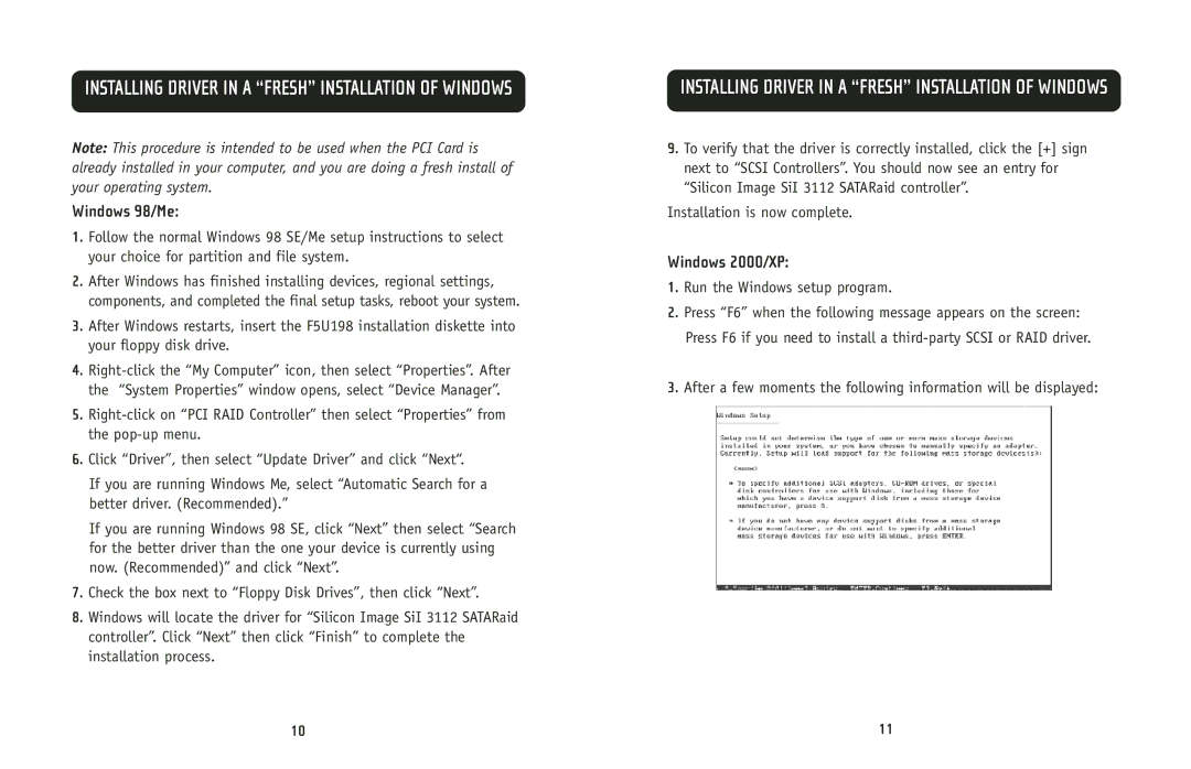 Belkin F5U198 user manual Installing Driver in a Fresh Installation of Windows 