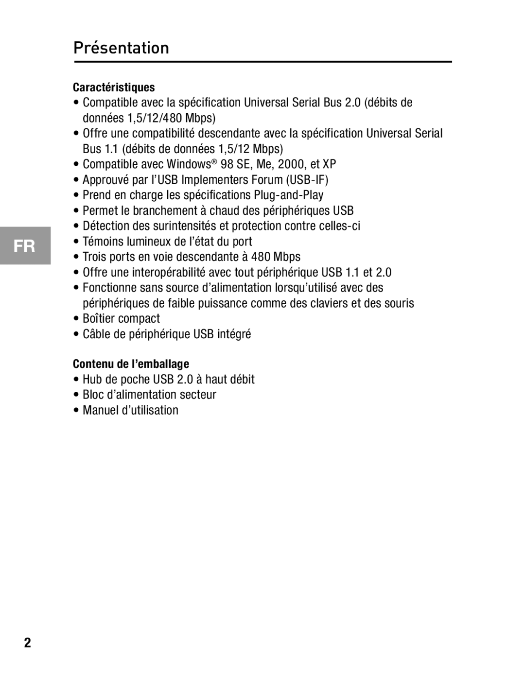 Belkin F5U217 user manual Présentation 