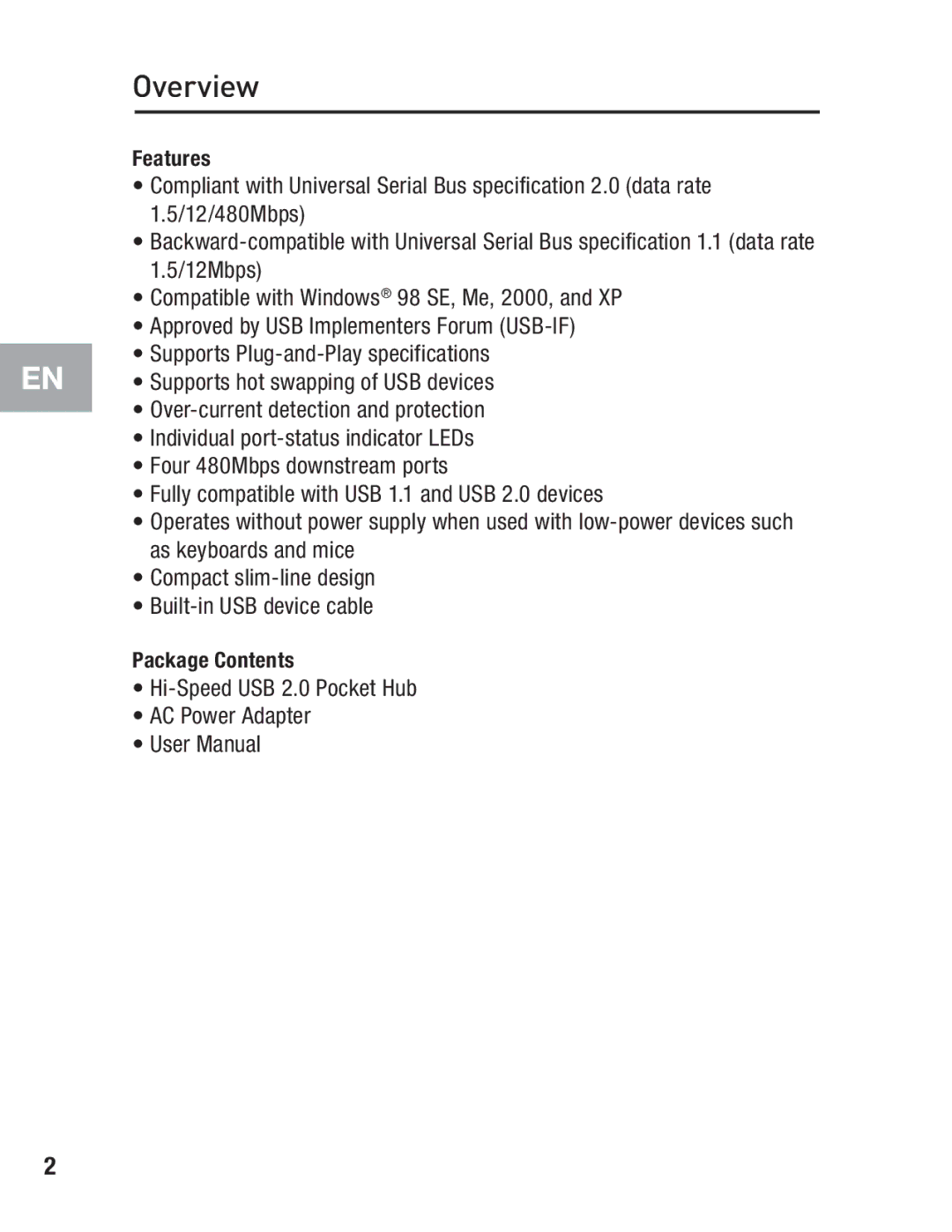 Belkin F5U217 user manual Overview 