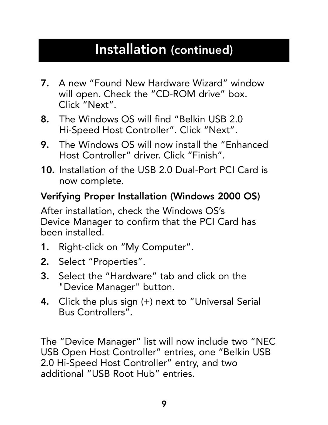 Belkin P73941, F5U219 manual Installation 