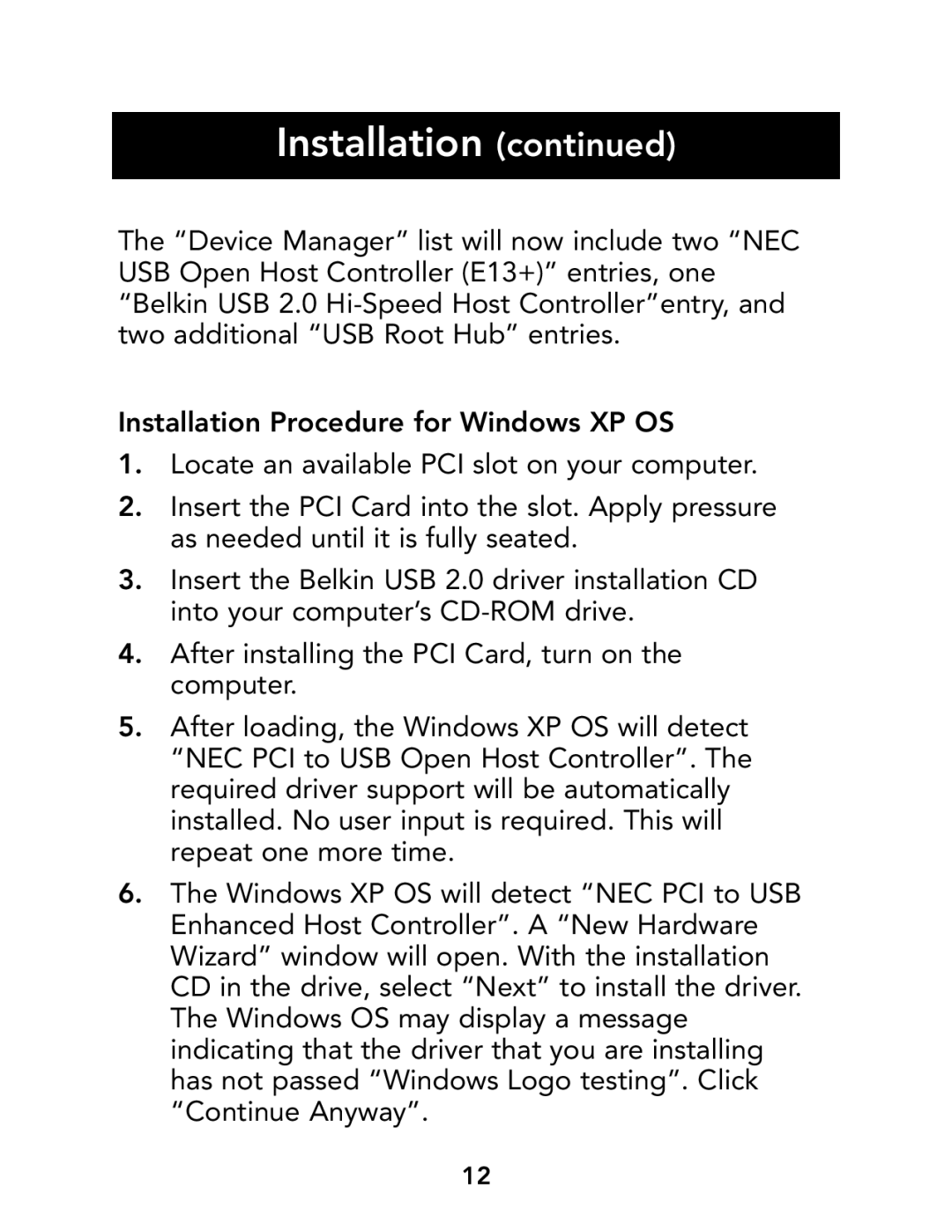 Belkin F5U219, P73941 manual Installation 