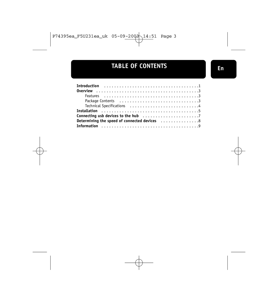 Belkin F5U231ea user manual Table of Contents 