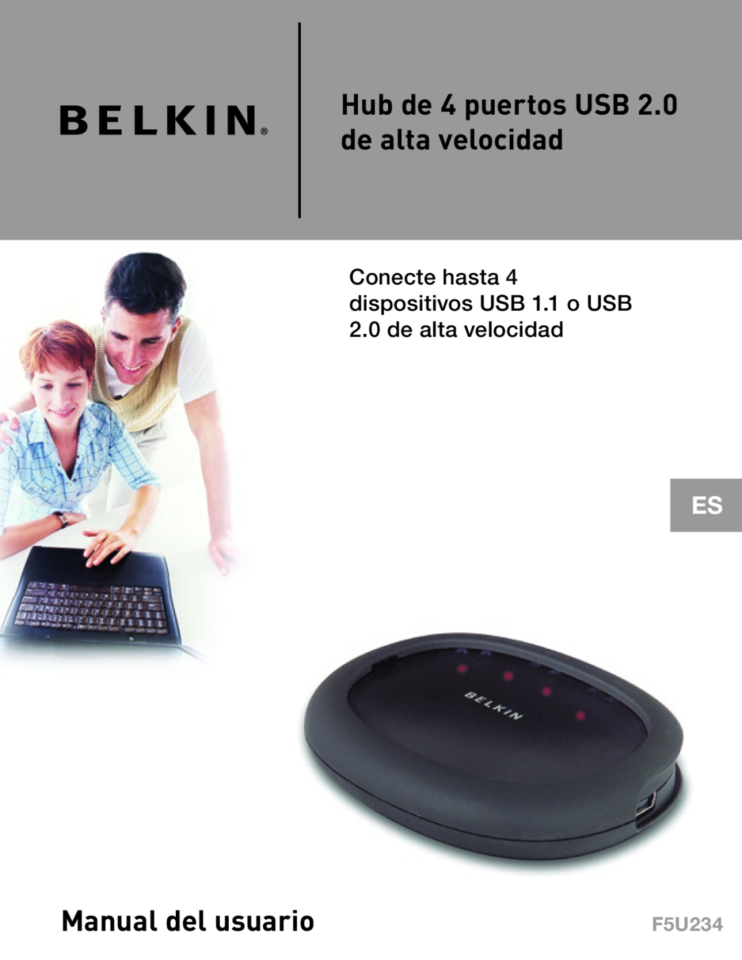 Belkin F5U234 user manual Hub de 4 puertos USB 2.0 de alta velocidad, Manual del usuario 