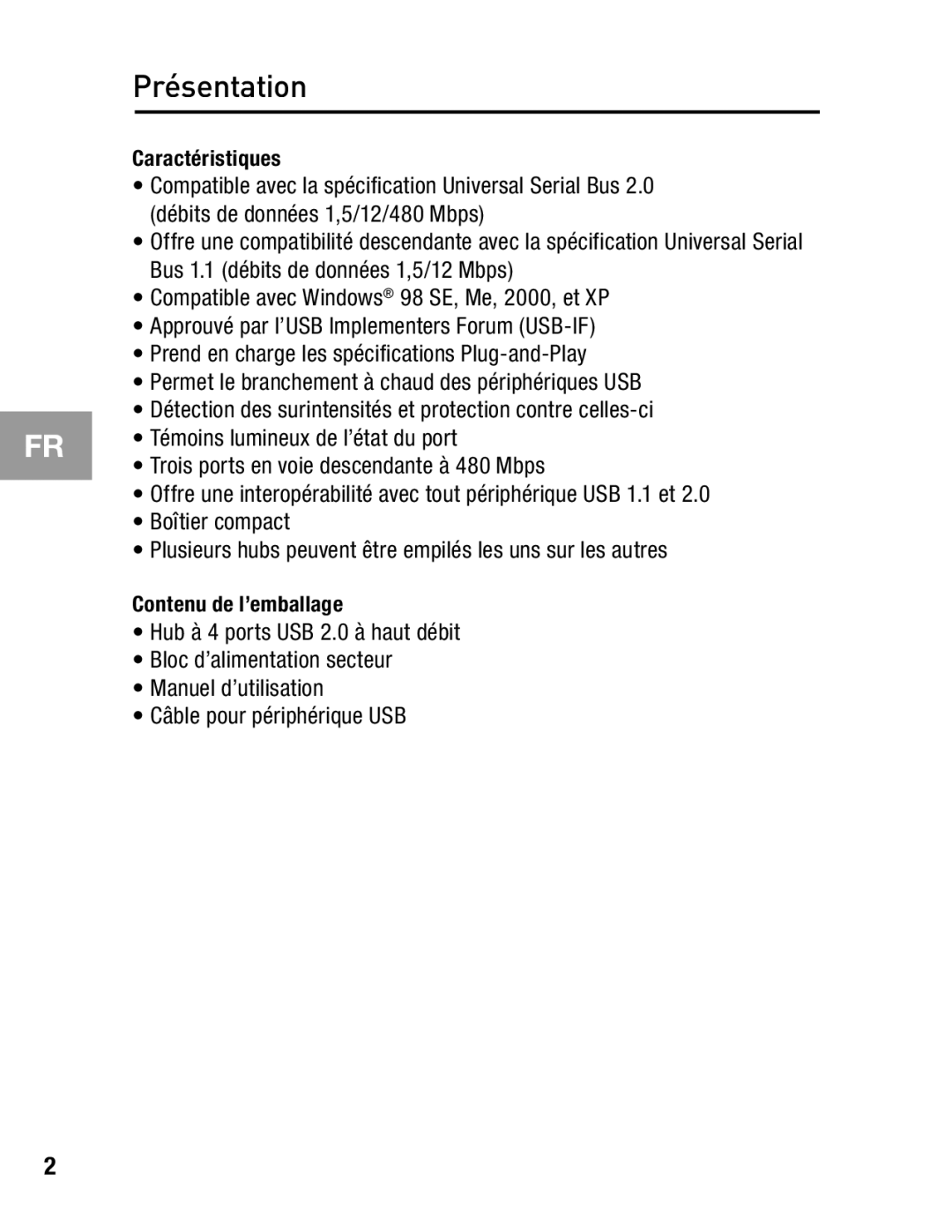 Belkin F5U234 user manual Présentation 