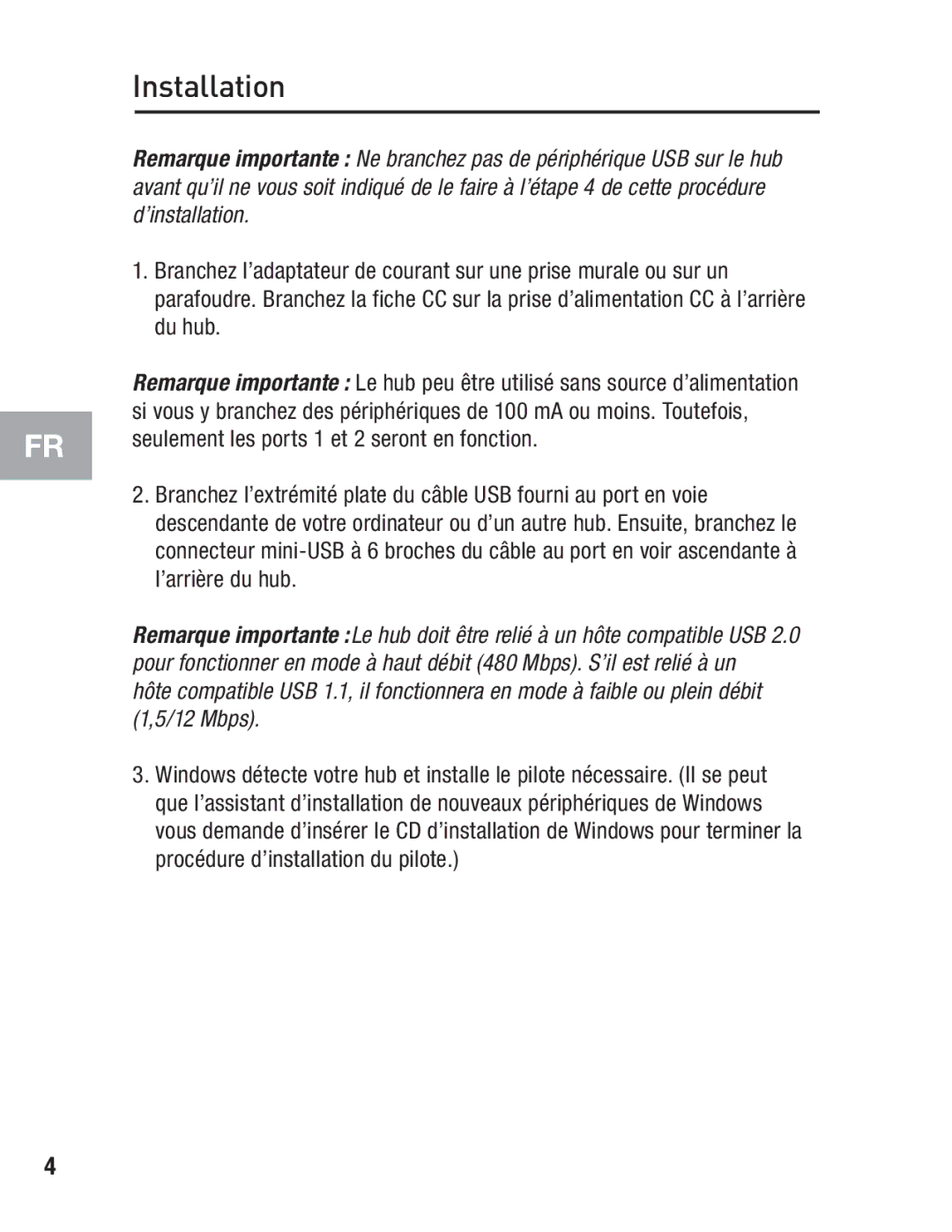 Belkin F5U234 user manual Installation 