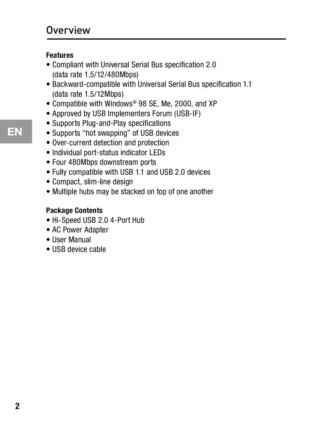 Belkin F5U234 user manual Overview 