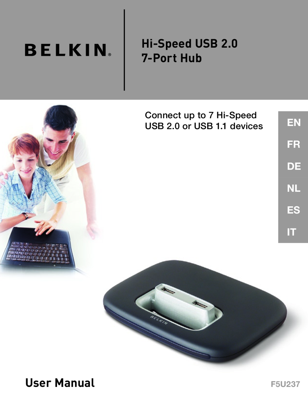 Belkin F5U237 user manual Hi-Speed USB 2.0 7-Port Hub, En Fr De Nl Es It 