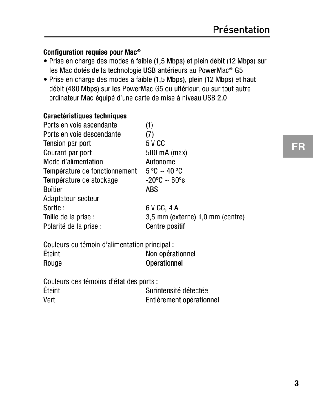 Belkin F5U237 user manual ºC ~ 40 ºC 