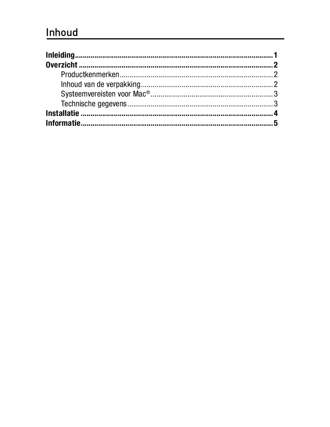 Belkin F5U237 user manual Inhoud 