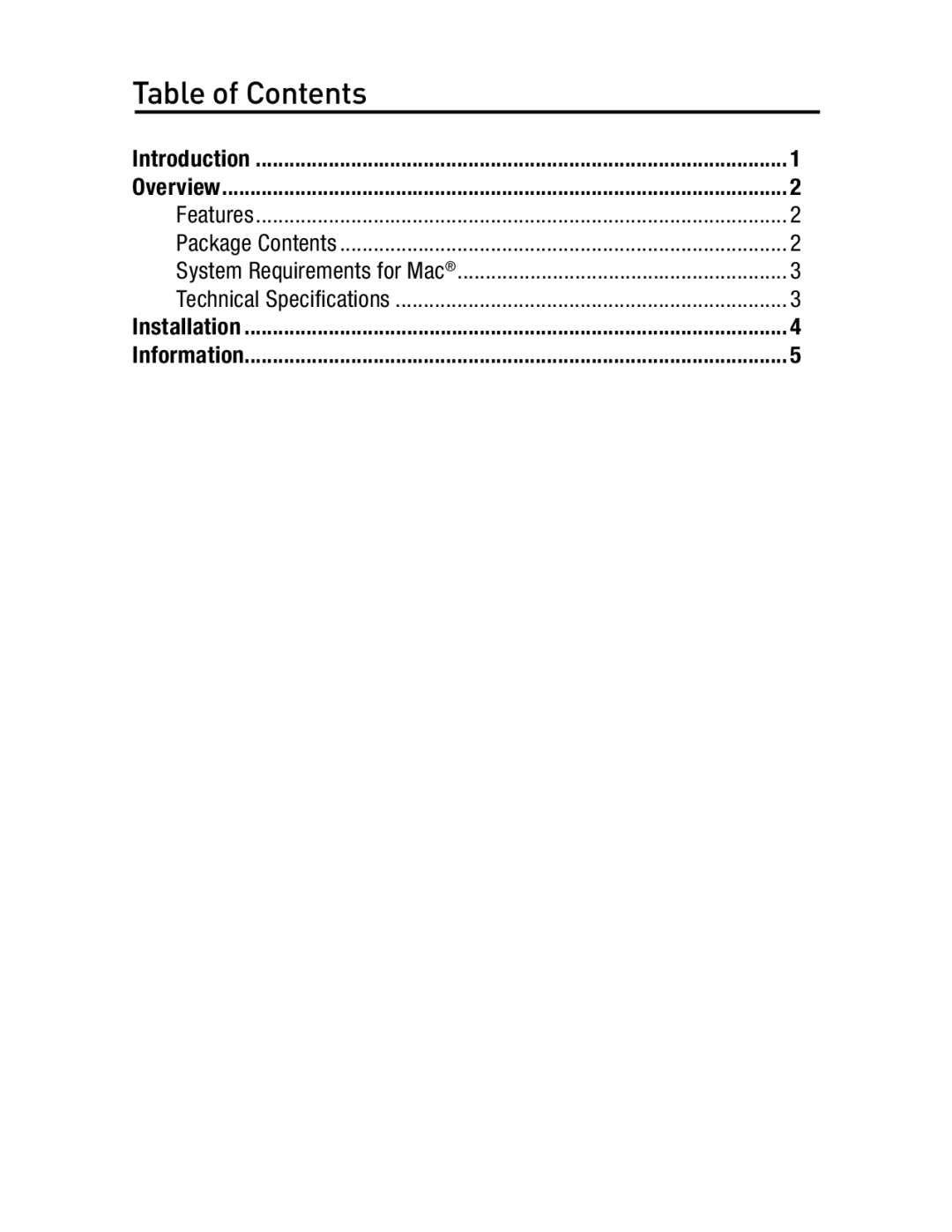 Belkin F5U237 user manual Table of Contents 