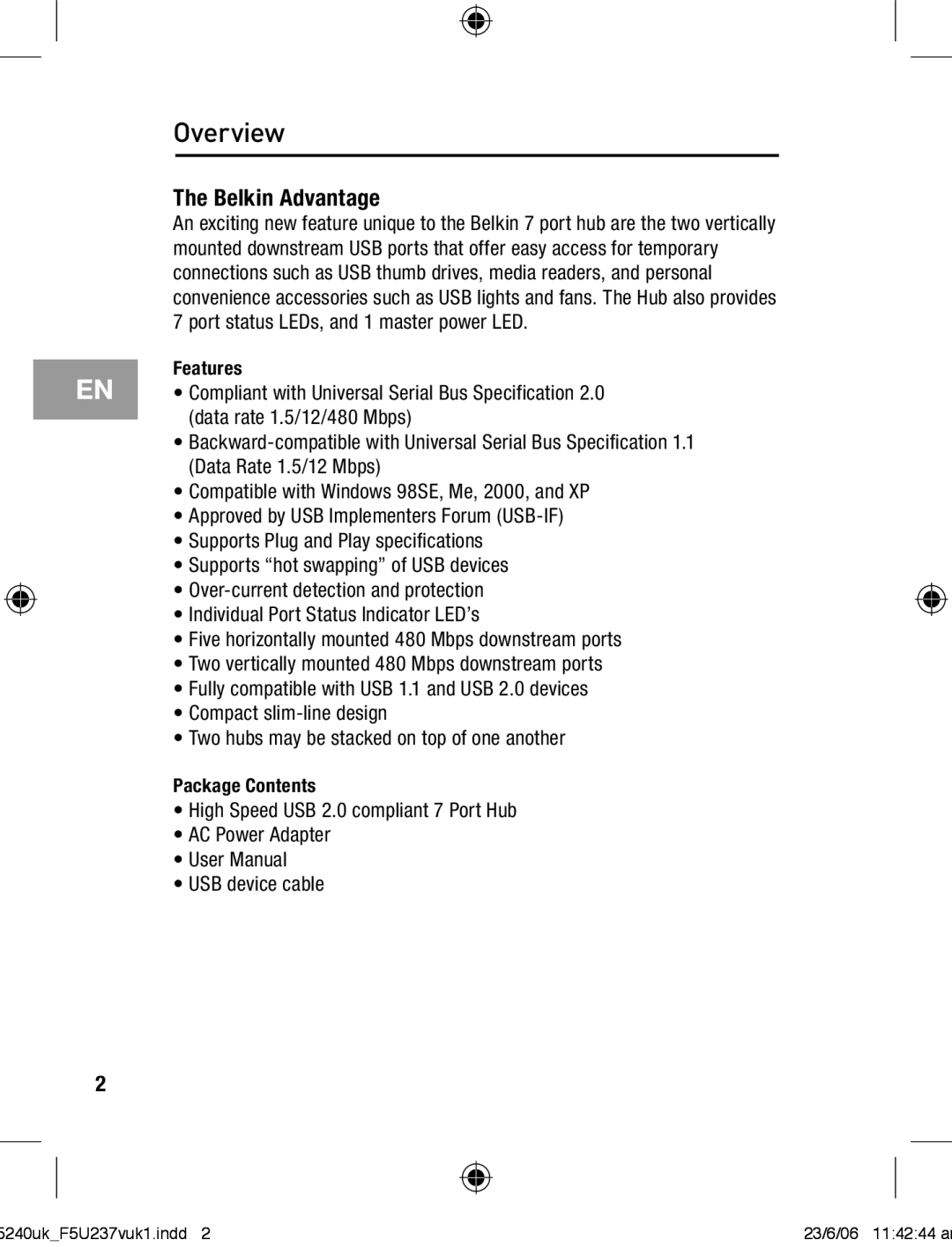 Belkin F5U237VUK1 user manual Overview, Belkin Advantage 