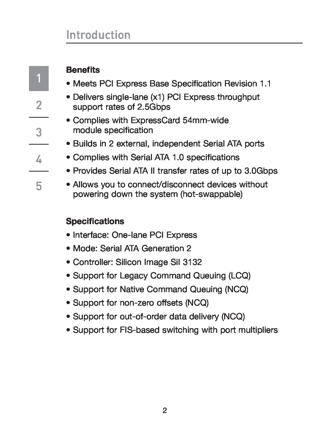 Belkin F5U239 manual Introduction, Benefits, Specifications 