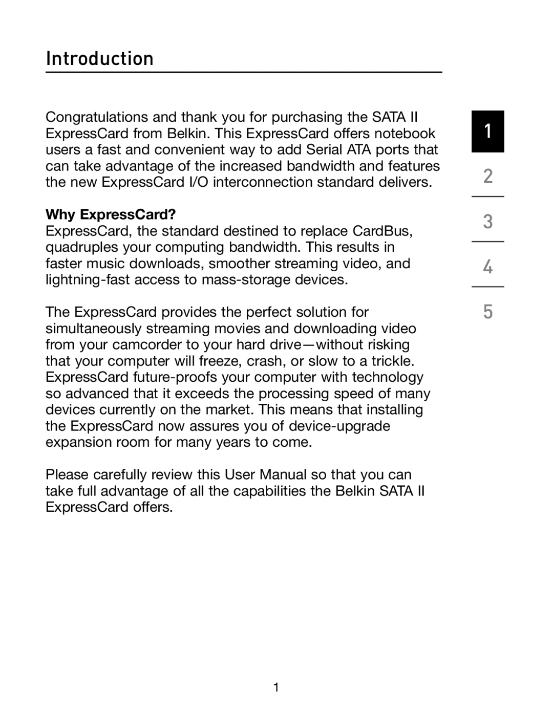 Belkin F5U239 manual Introduction, Why ExpressCard? 