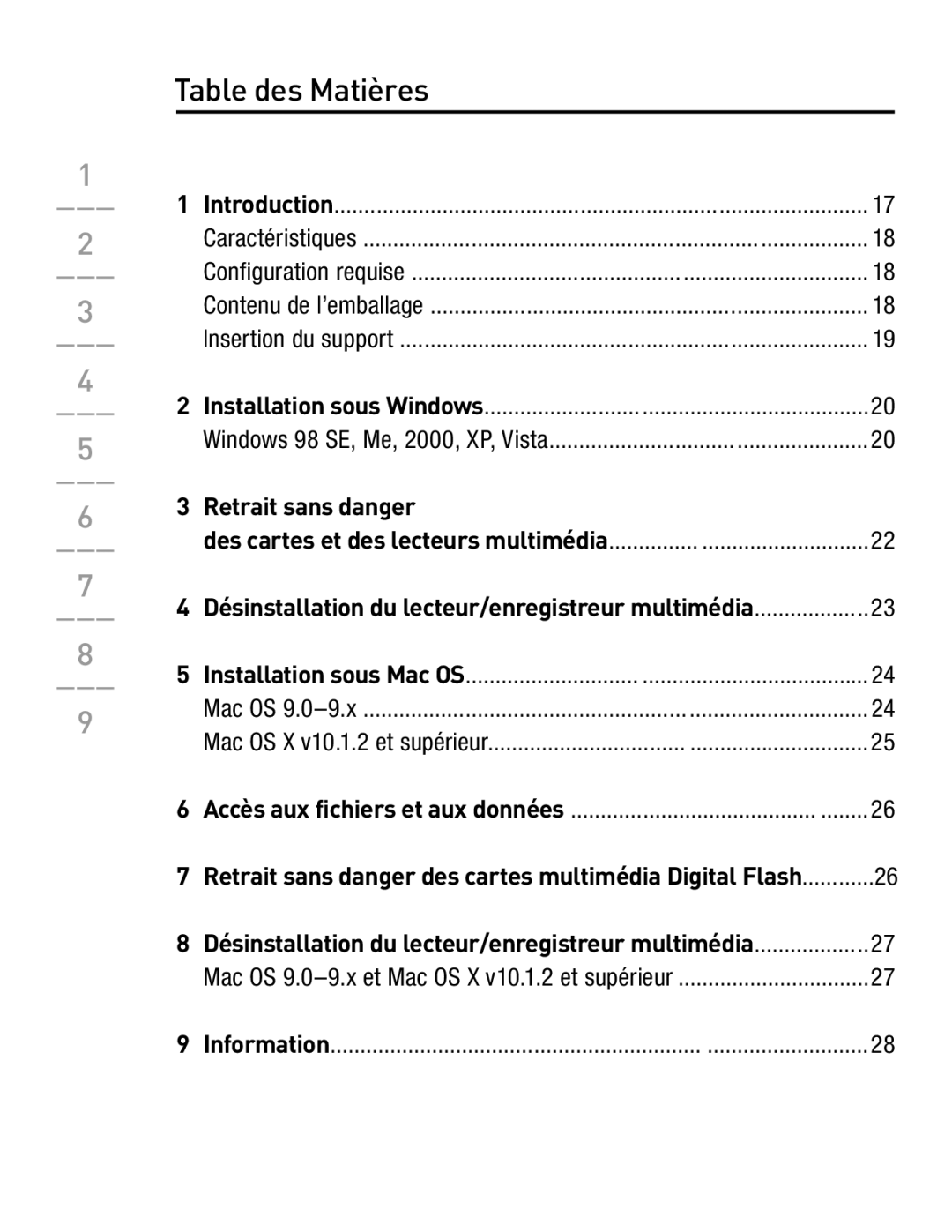 Belkin F5U249EA user manual Table des Matières, Retrait sans danger 