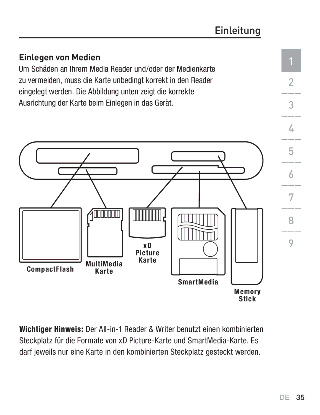 Belkin F5U249EA user manual Einlegen von Medien 