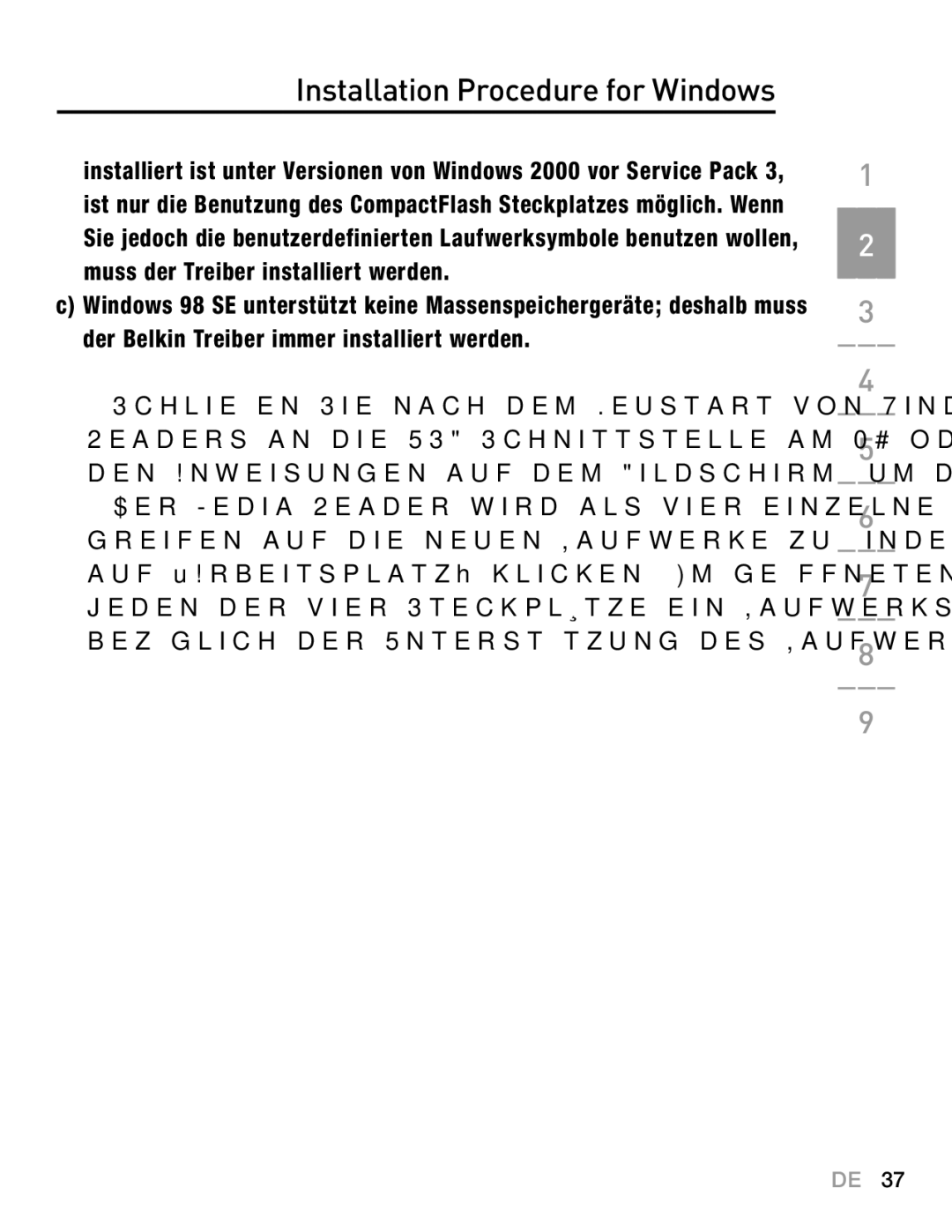 Belkin F5U249EA user manual Installation Procedure for Windows 