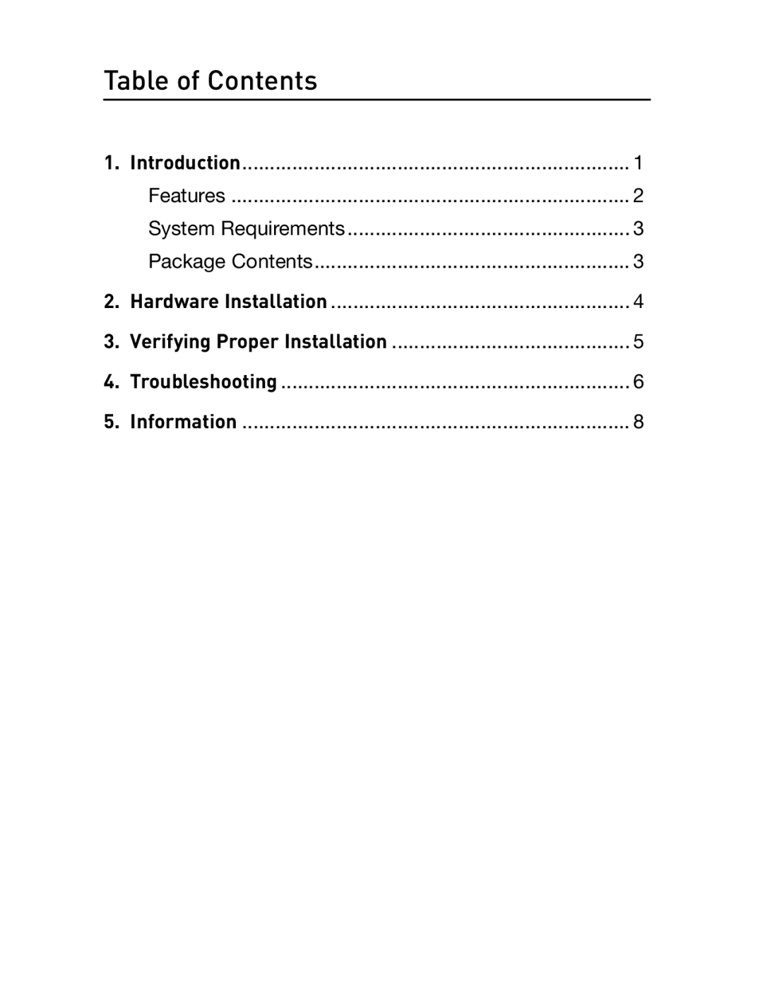 Belkin F5U250 manual Table of Contents 