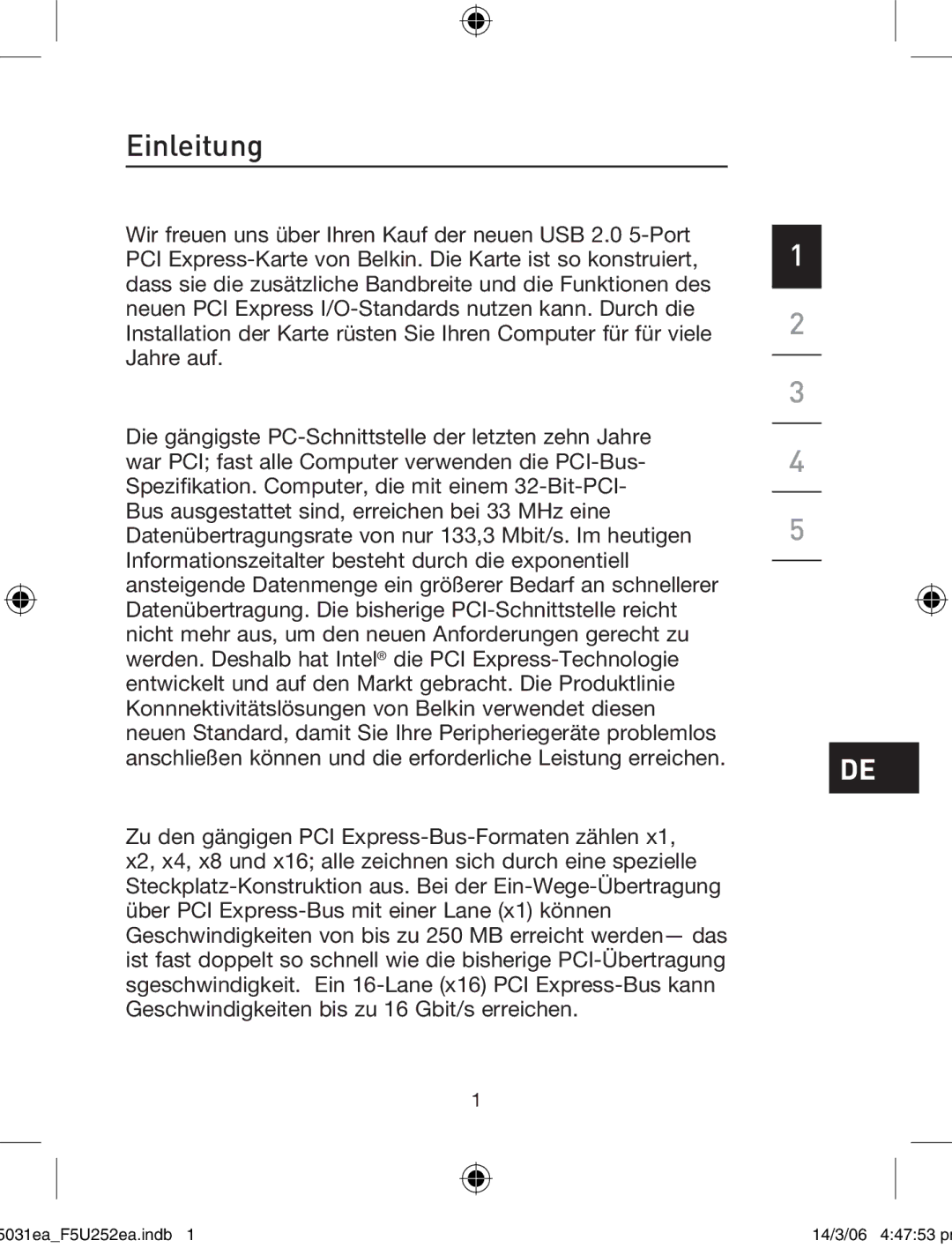 Belkin F5U252ea user manual Einleitung 