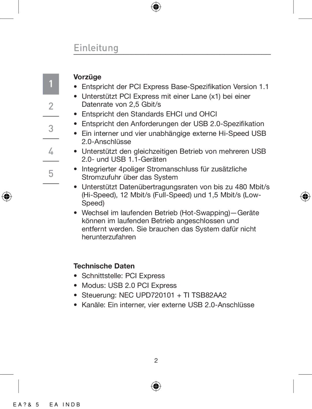 Belkin F5U252ea user manual Einleitung, Vorzüge, Technische Daten 