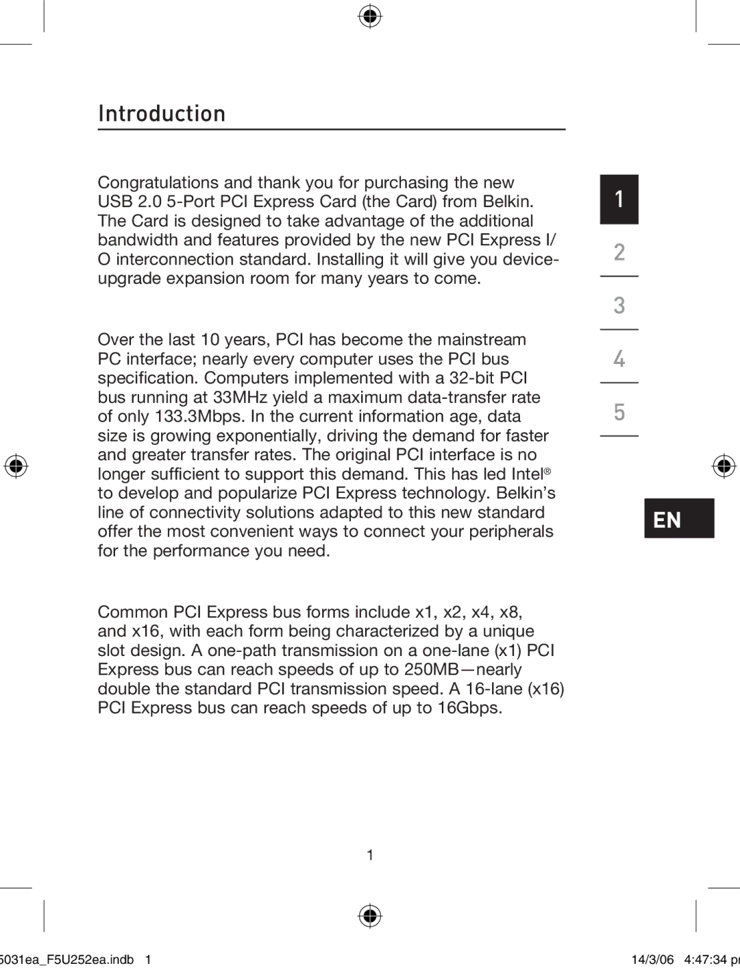 Belkin F5U252ea user manual Introduction 