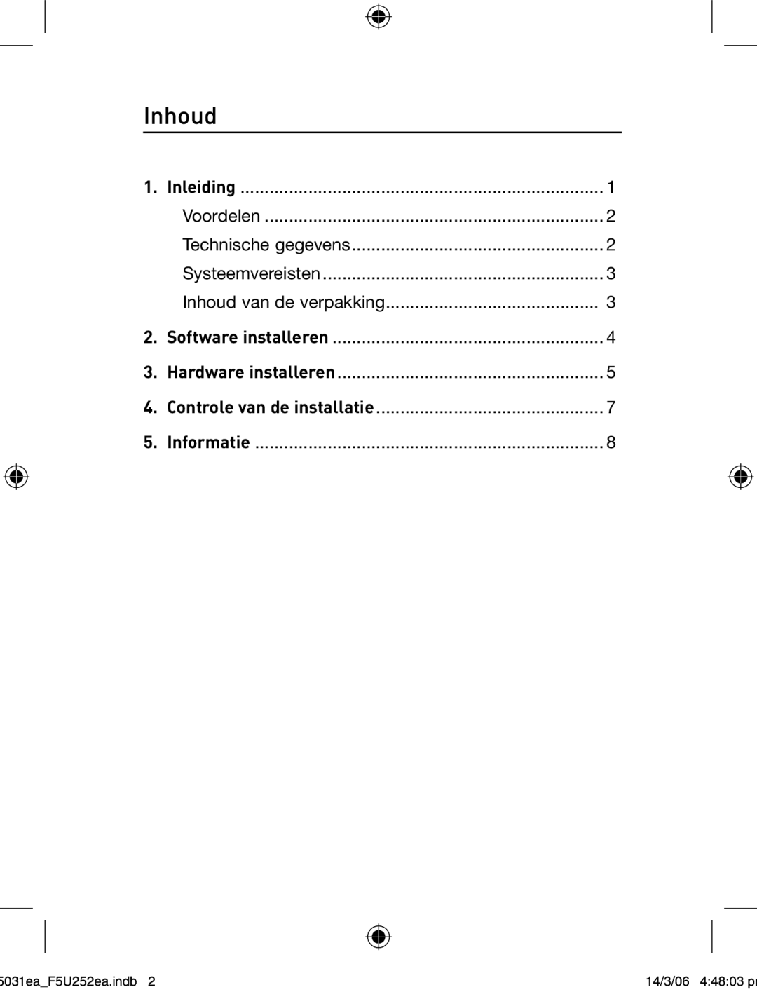 Belkin F5U252ea user manual Inhoud 