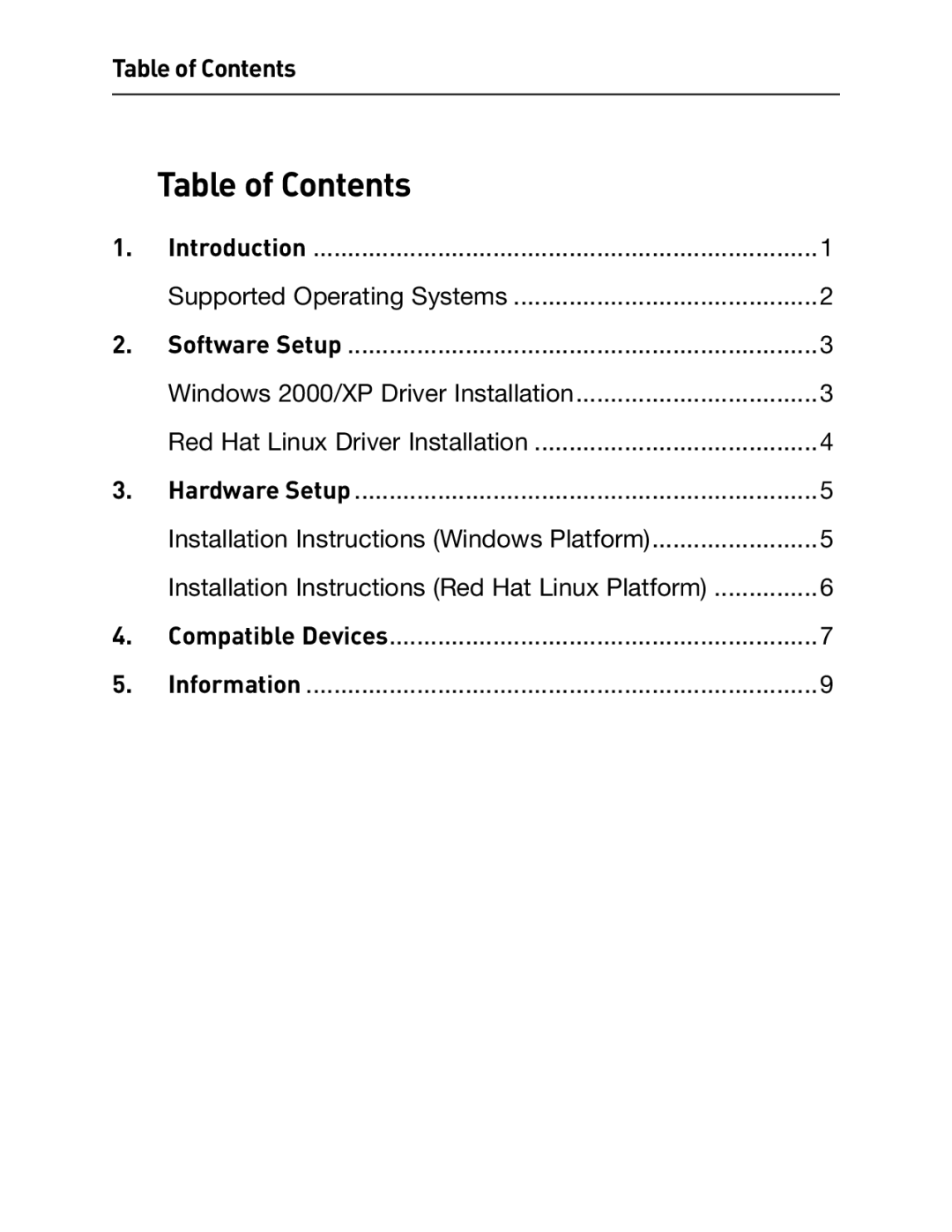 Belkin F5U257 user manual Table of Contents 