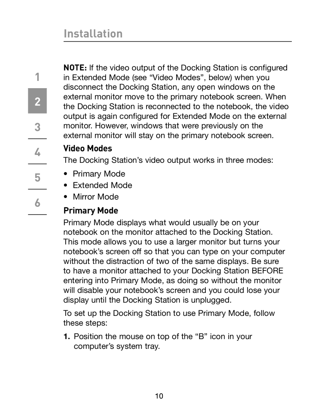 Belkin F5U273 manual Video Modes, Primary Mode 