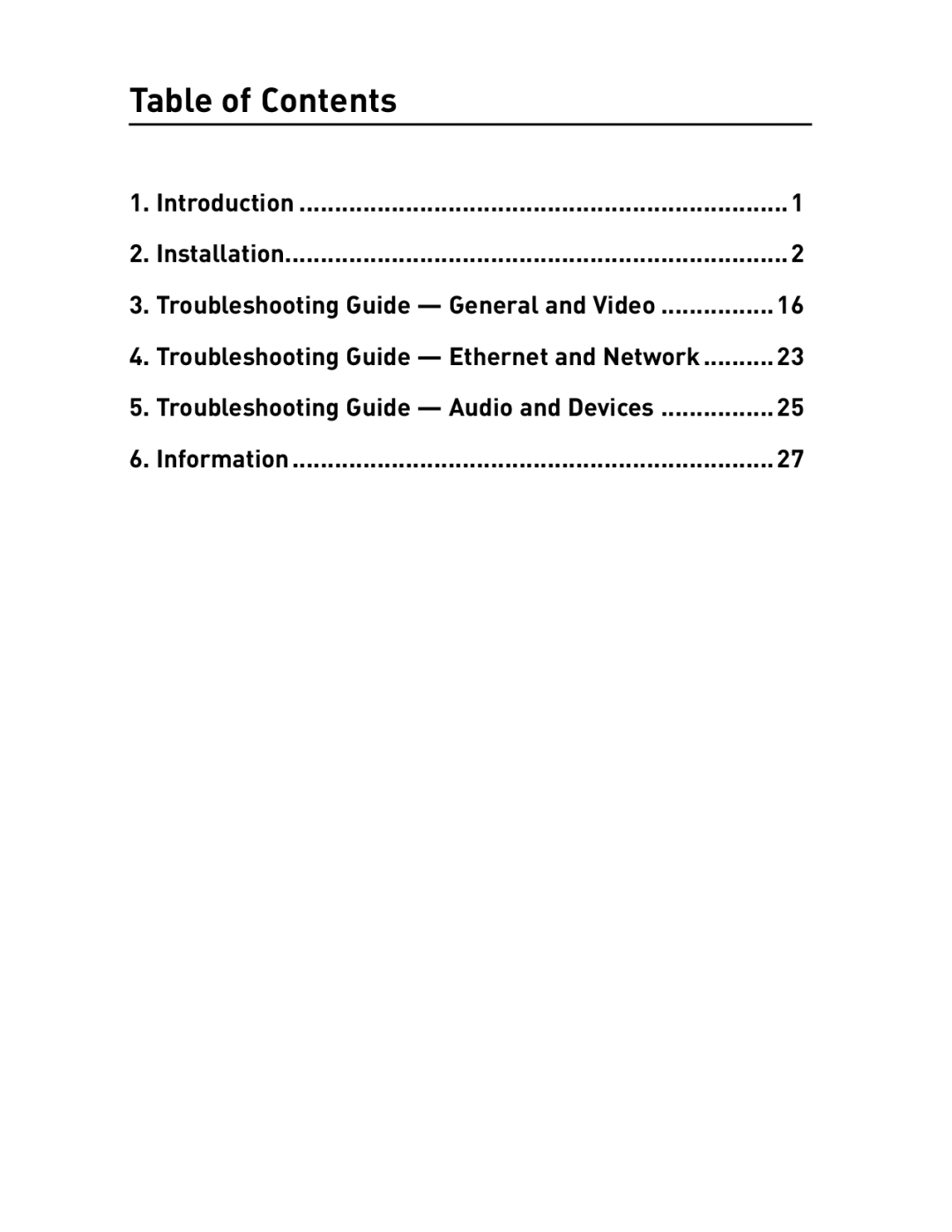 Belkin F5U273 manual Table of Contents 