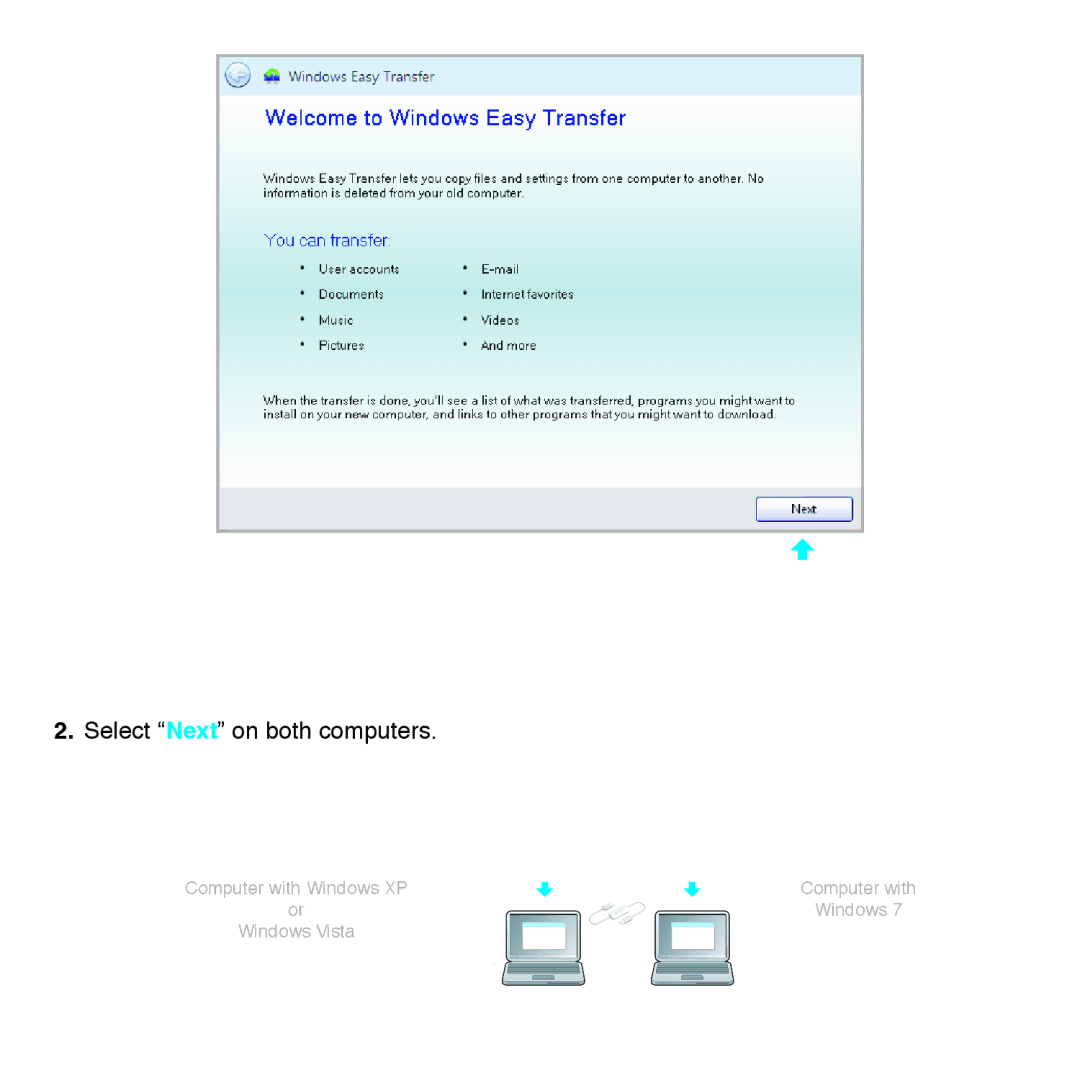 Belkin F5U279 quick start Select Next on both computers 