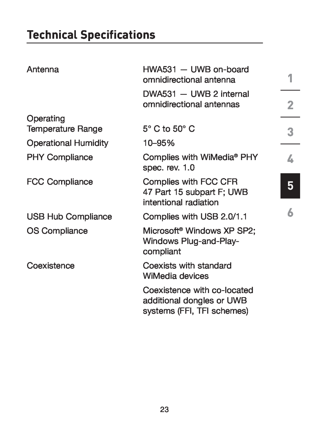 Belkin F5U301 user manual Technical Specifications, Antenna 
