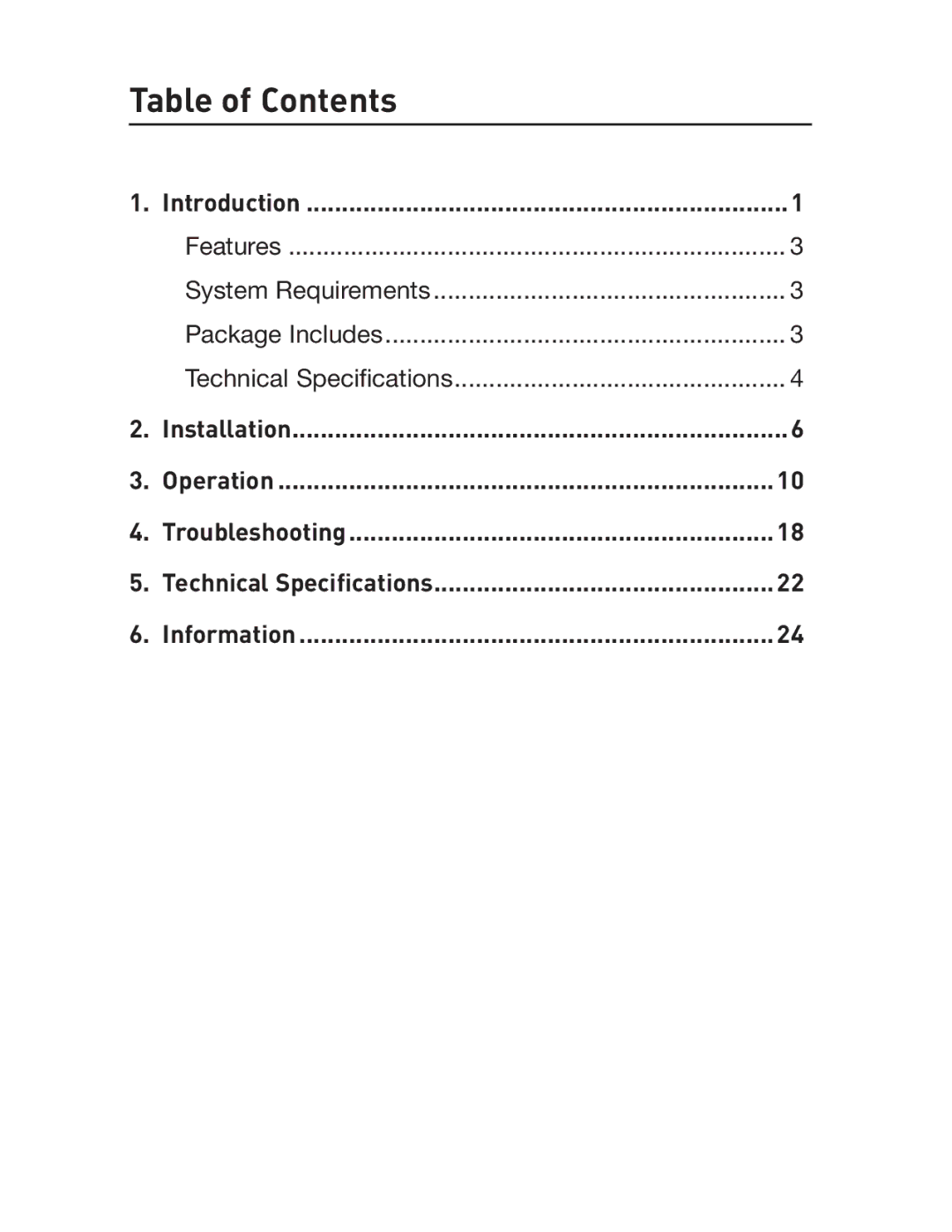 Belkin F5U301 user manual Table of Contents 