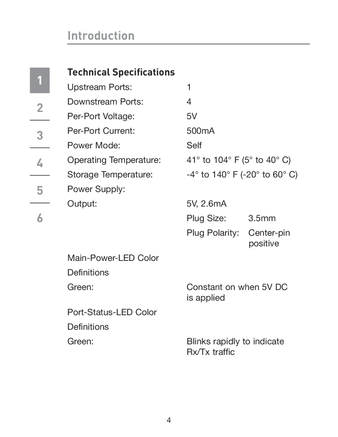 Belkin F5U301 user manual Technical Speciﬁcations 