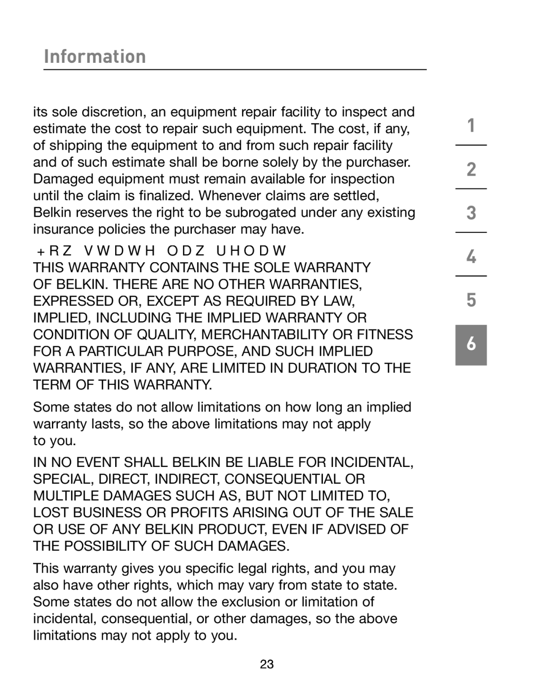 Belkin F5U303 manual How state law relates to the warranty 