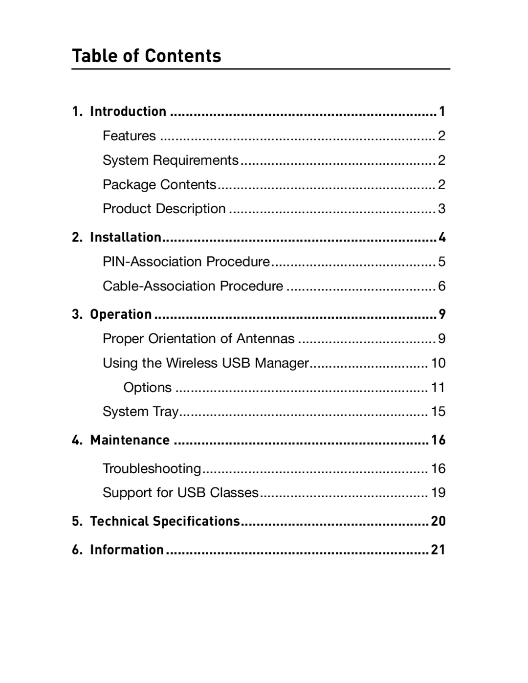 Belkin F5U303 manual Table of Contents 