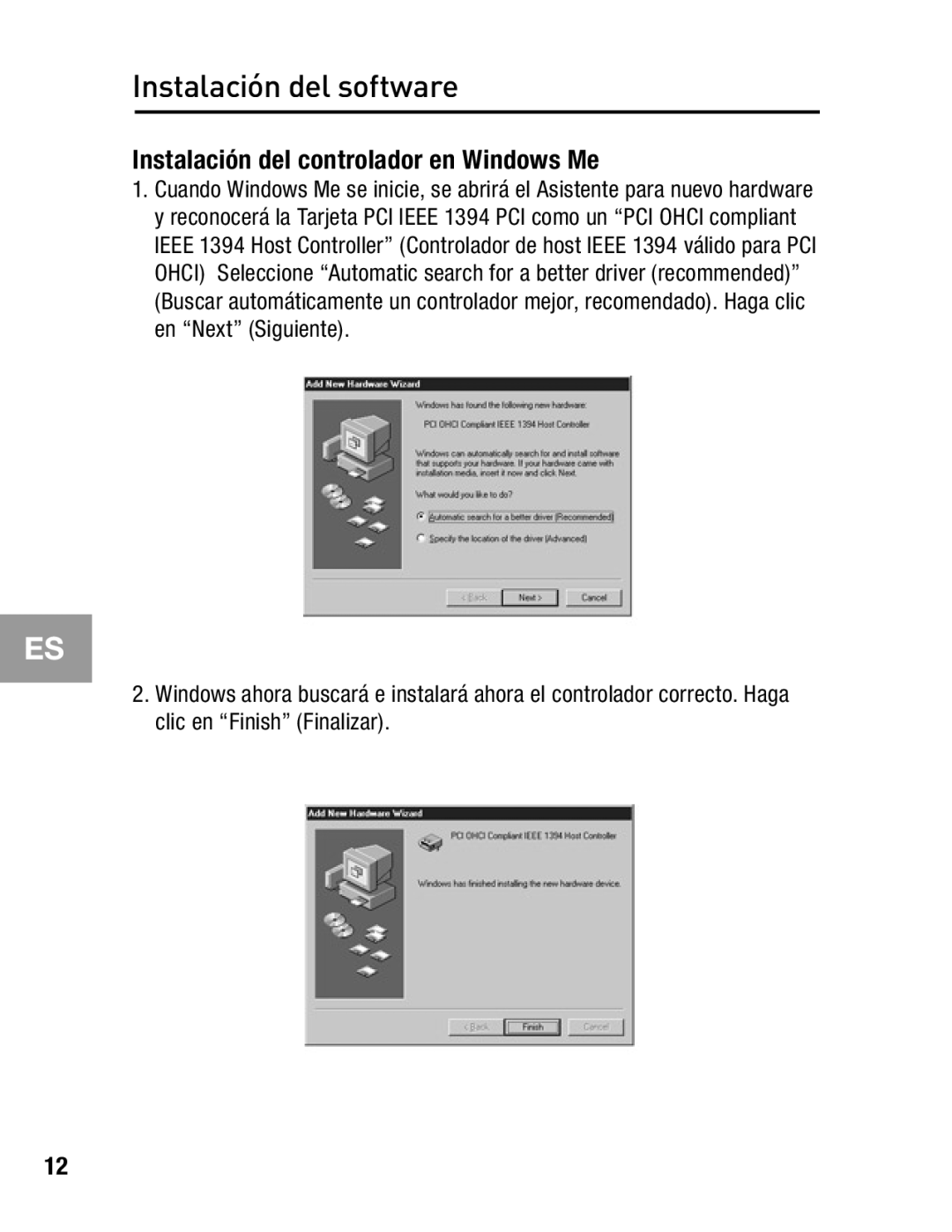 Belkin F5U503, F5U502 user manual Instalación del controlador en Windows Me, Instalación del software 