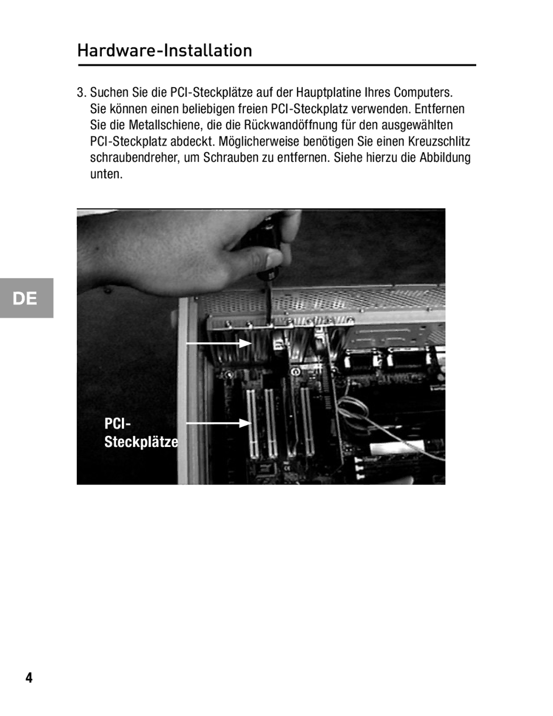 Belkin F5U503, F5U502 user manual Steckplätze 