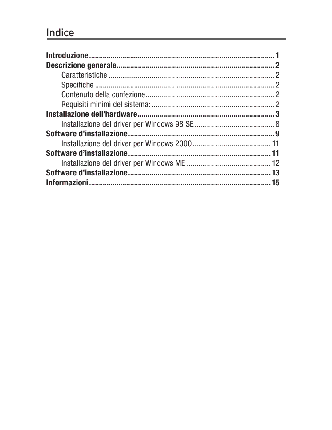 Belkin F5U503, F5U502 user manual Indice 