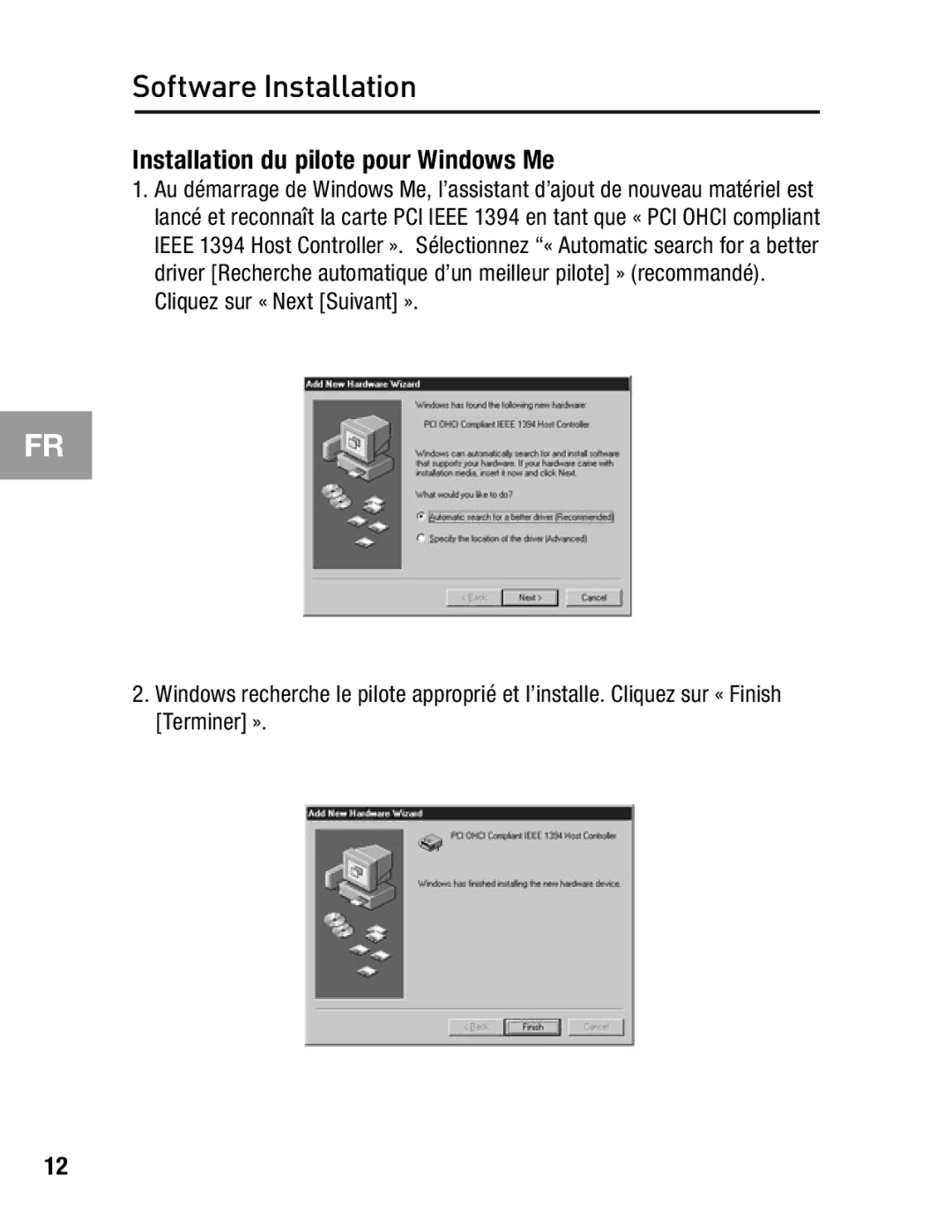 Belkin F5U503, F5U502 user manual Installation du pilote pour Windows Me 