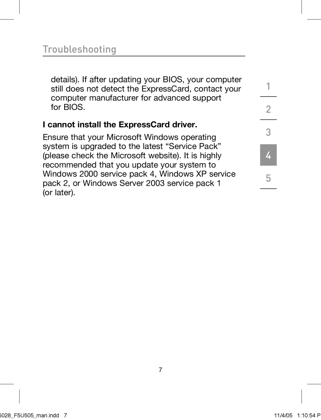 Belkin F5U505 manual Troubleshooting 