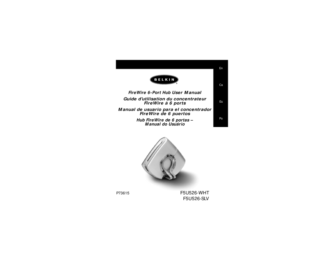 Belkin F5U526-WHT, F5U526-SLV user manual P73615 