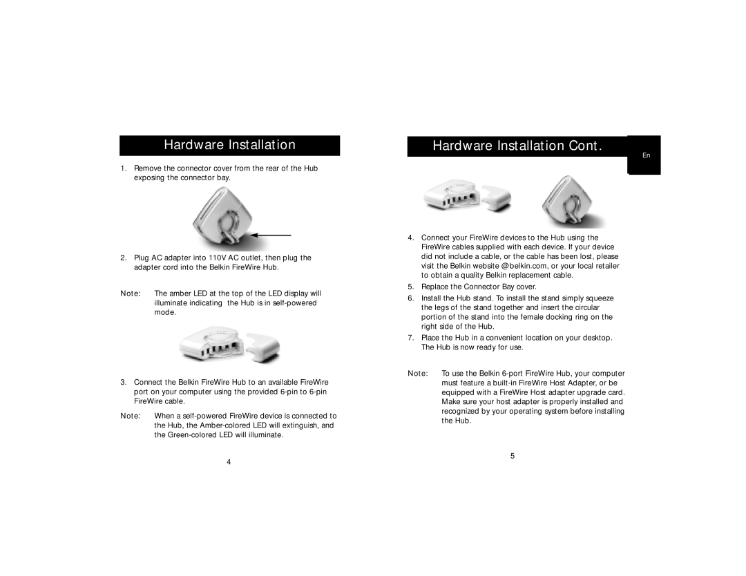 Belkin F5U526-WHT, F5U526-SLV user manual Hardware Installation 