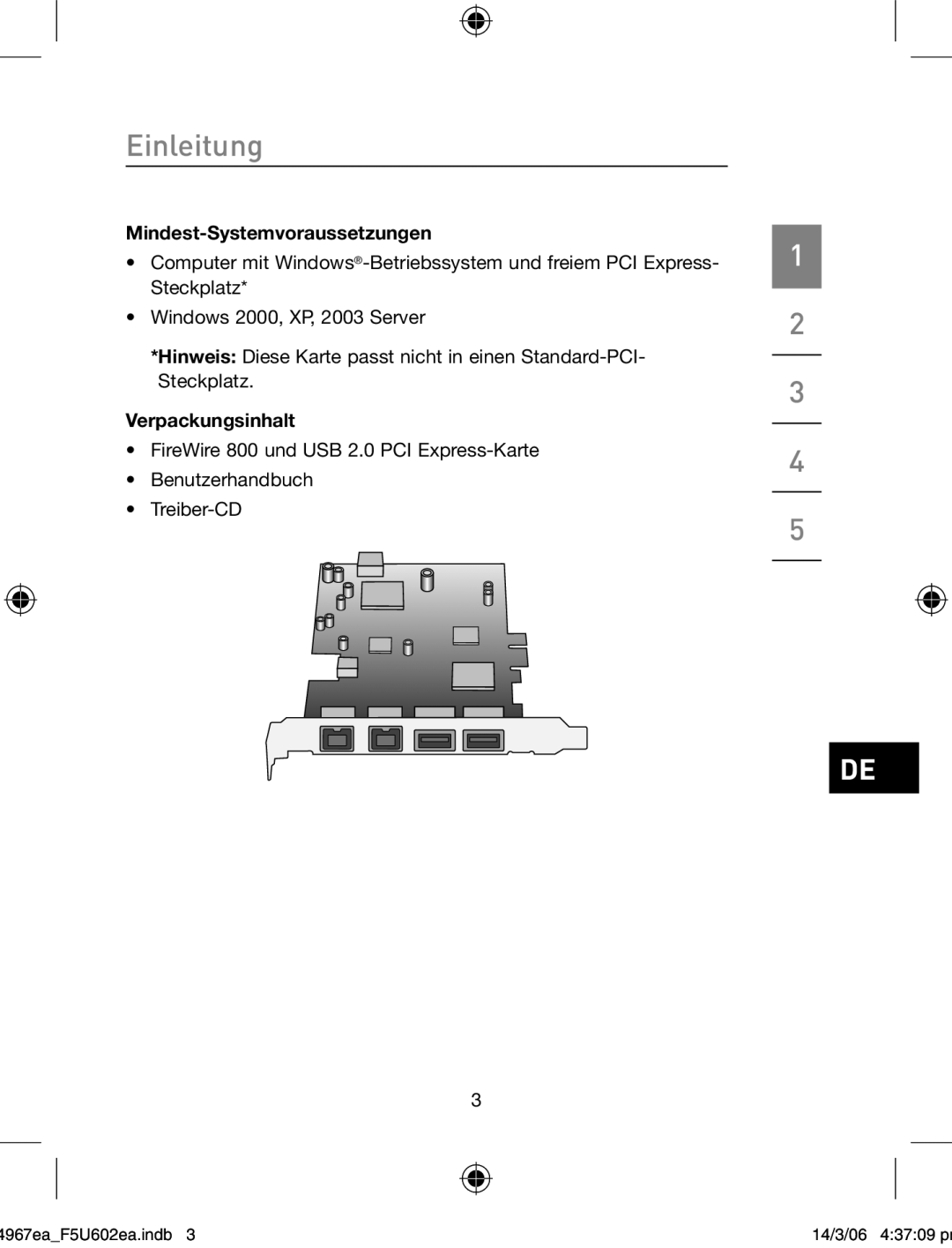 Belkin F5U602EA user manual Mindest-Systemvoraussetzungen 